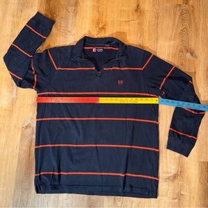 Y2K Chaps Striped Pullover Long Sleeve 1/4 *Broken Zip Mens Size L/XL Pre Shrunk